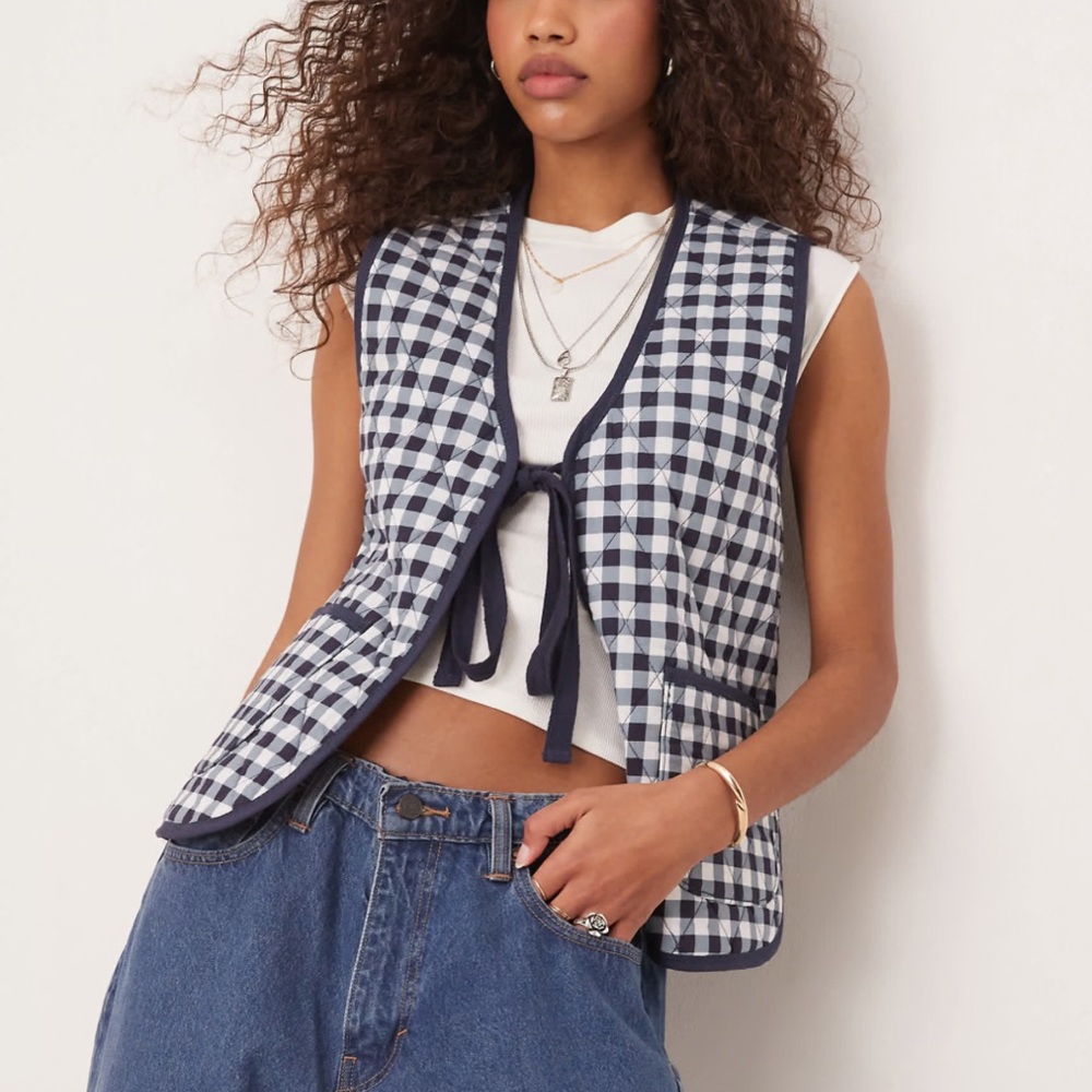 FREE PEOPLE Claudine quilted tie-front vest